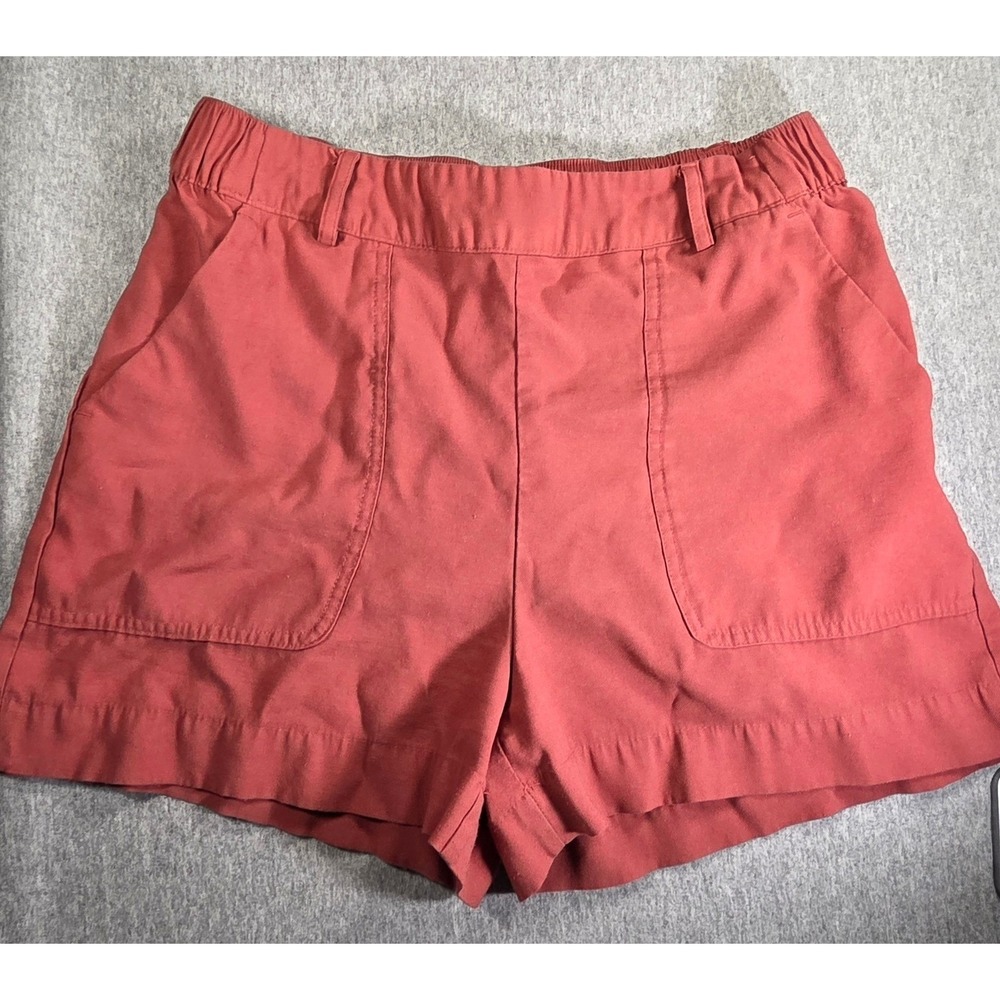 A New Day Womens High Rise Utility Shorts Rust Orange Elastic Waist Size Medium